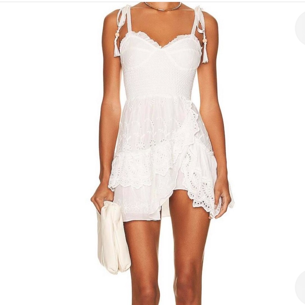 LoveShackFancy White Eyelet Olani Ruffle Dress